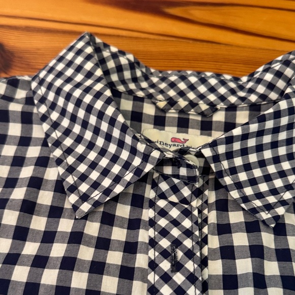 EUC Vineyard Vines Navy Blue White Checkered Gingham Casual Dress Size Women’s 8 - Picture 4 of 6